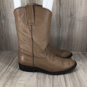 Cowtown Roper Boots Mens 6D Tan Beige Leather Pull On Cowboy Western